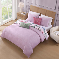 Cool Pink Roses 5 Piece Reversible Comforter Set