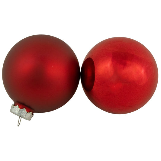 96ct Red and White 3-Finish Christmas Glass Ball Ornaments 3.25" (80mm)