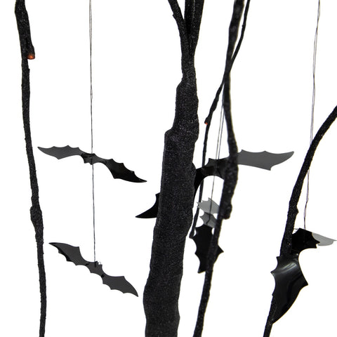 Pre-Lit Glittered Halloween Willow Tree With Bats - 24" - LED Orange Lights