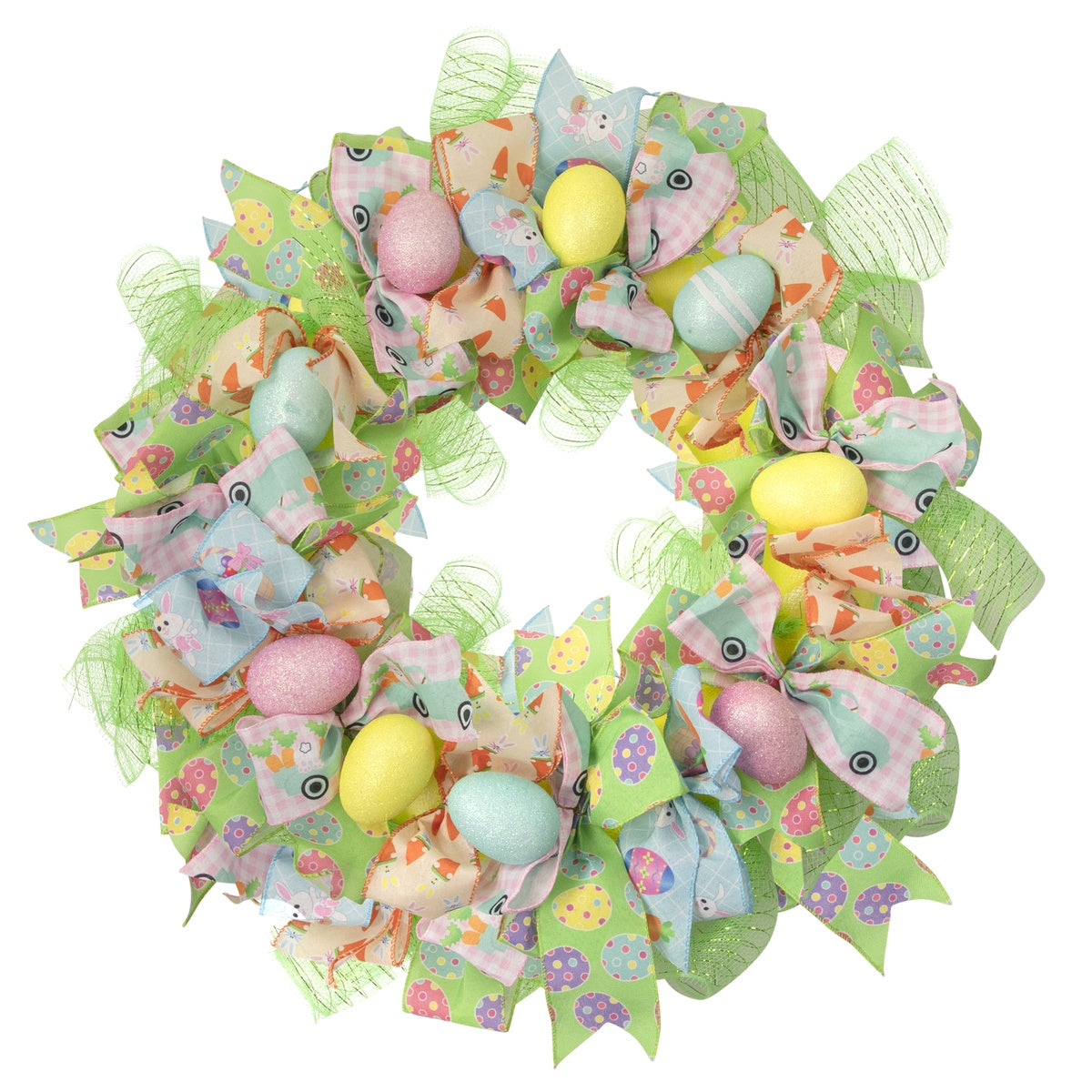  Northlight Pastel Easter Egg and Ribbons Wreath  22-Inch  Unlit - Default Title - Bonton