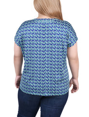 Plus Size Extended Sleeve Top With Grommets