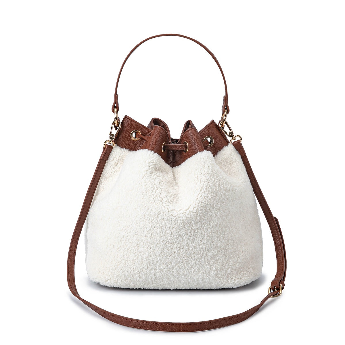  MKF Collection Saryn Faux Fur Bucket Bag and Set - Tawny - Bonton