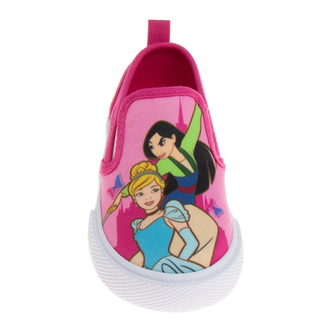 Disney Princess Girls No Lace Shoes - Disney Character Loafer Low Top SlipOn Casual Tennis Canvas Sneakers (Size 5-12 Toddler)
