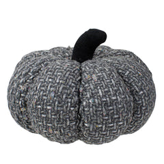 Knitted Fall Harvest Pumpkin - 7.5" - Gray and Black