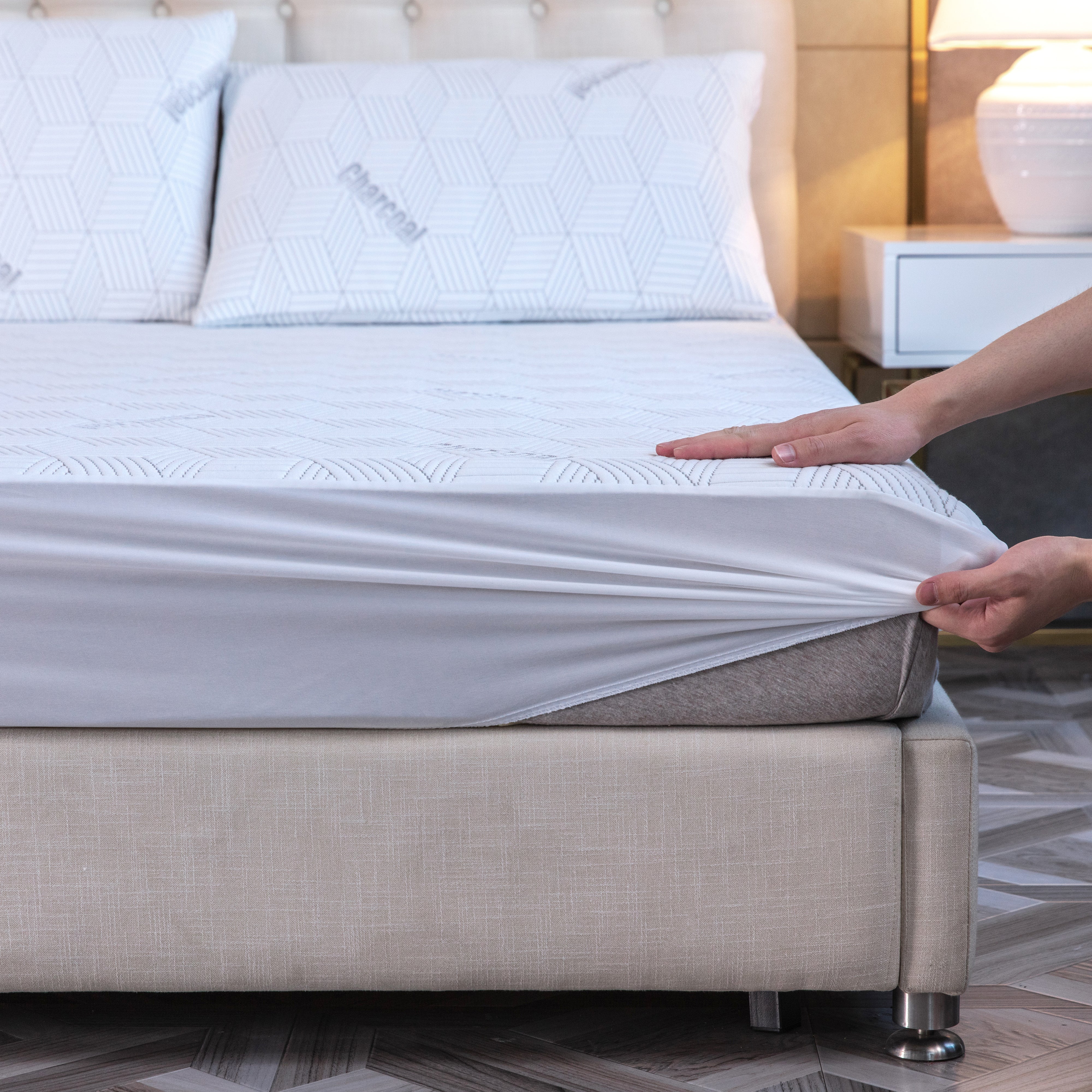  Bibb Home Bibb Home Bamboo Charcoal Infused Waterproof Mattress Pad - Full - Bonton