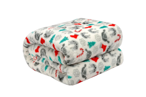 Kathy Ireland Holiday Print Plush Flannel Throw Blanket