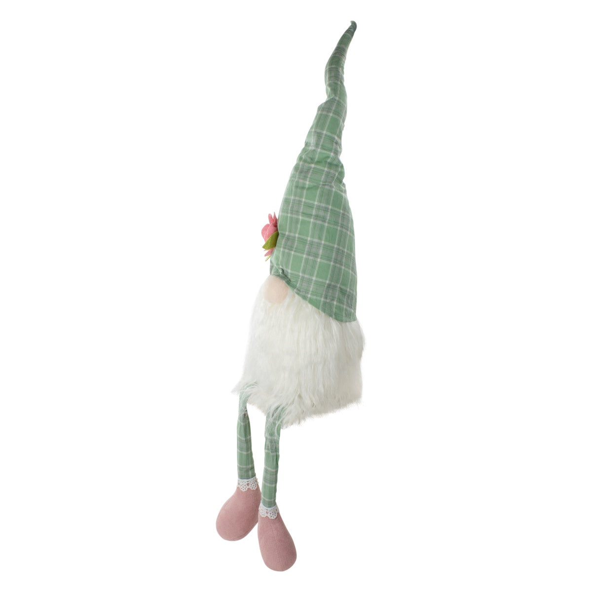  Northlight Spring Floral Plaid Gnome Figure With Dangling Legs - 28