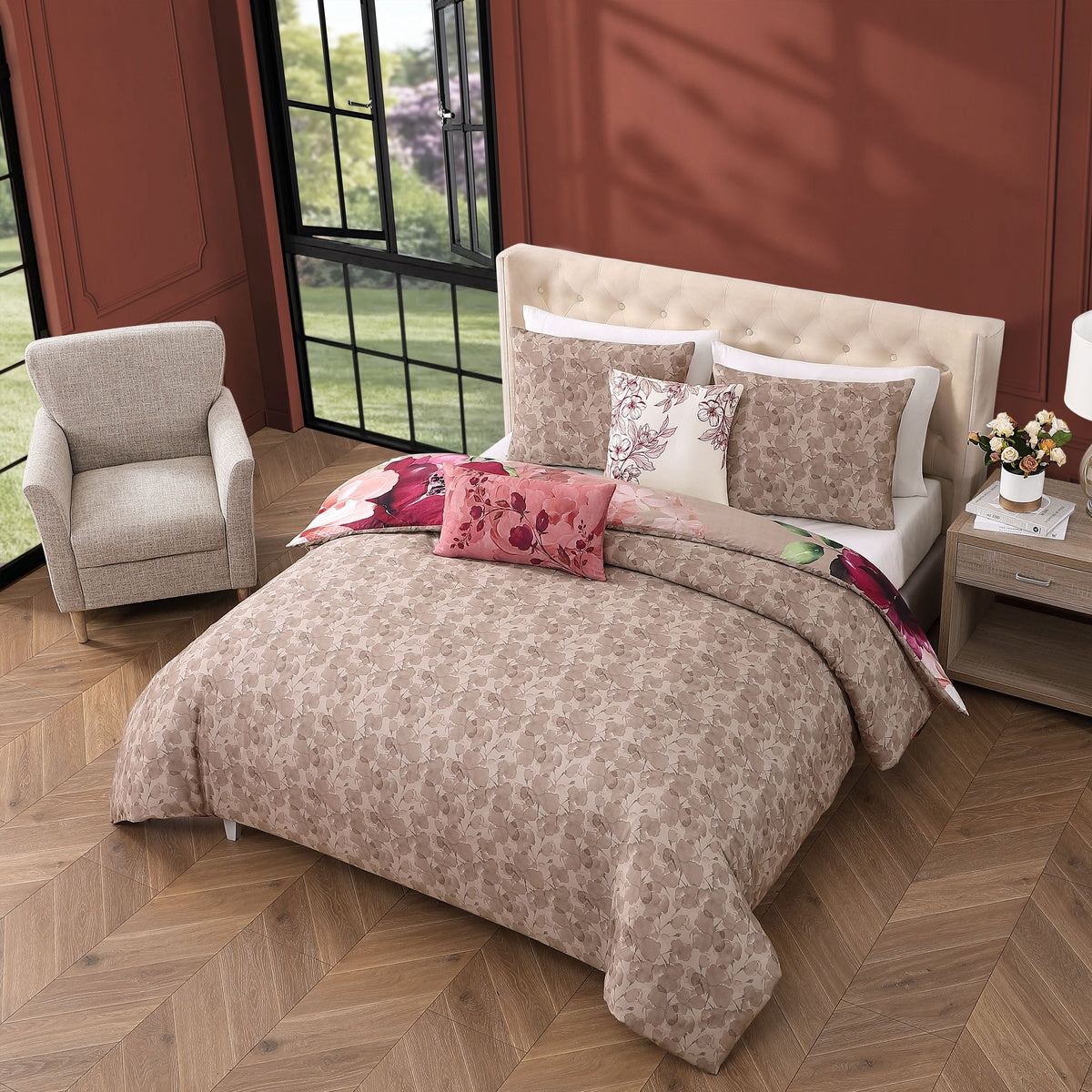  Bebejan Bebejan Florence 5 Piece Reversible Comforter Set - QUEEN - Bonton