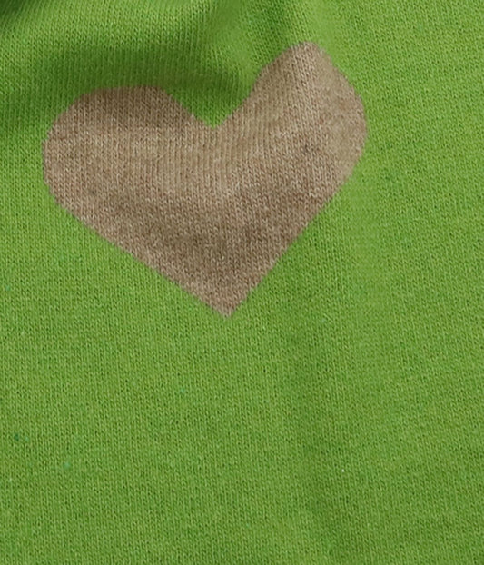 Colorblock Scarf In Heart Design Apple Green/ Sand