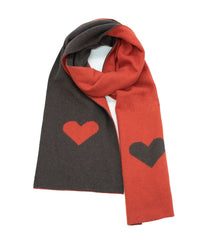 Colorblock Scarf In Heart Design Cinamon/Dk Brown