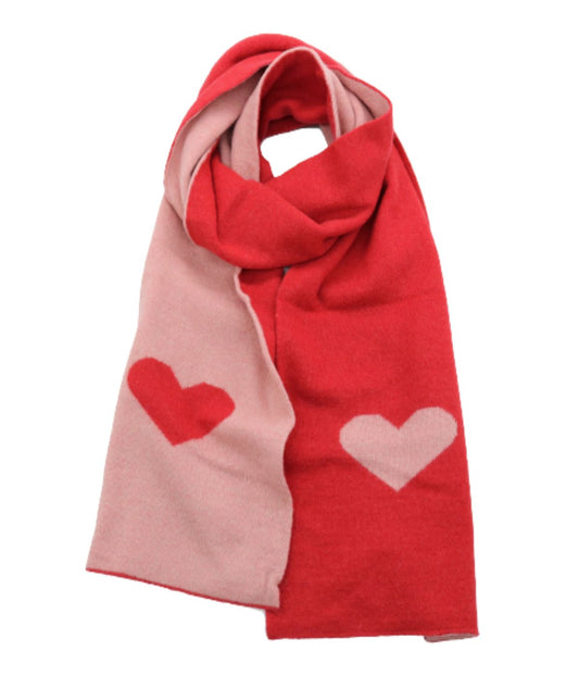 Colorblock Scarf In Heart Design Straw/Mauv.Glow