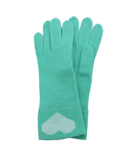 Colorblock Gloves In Heart Design Aquatic/Clear Aqu