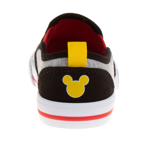 Mickey Mouse Casual No Lace Shoes - Low Top Canvas Slip-on Tennis Boys Sneakers - Disney Character Sneaker Shoe (Size 5-12 Toddler)