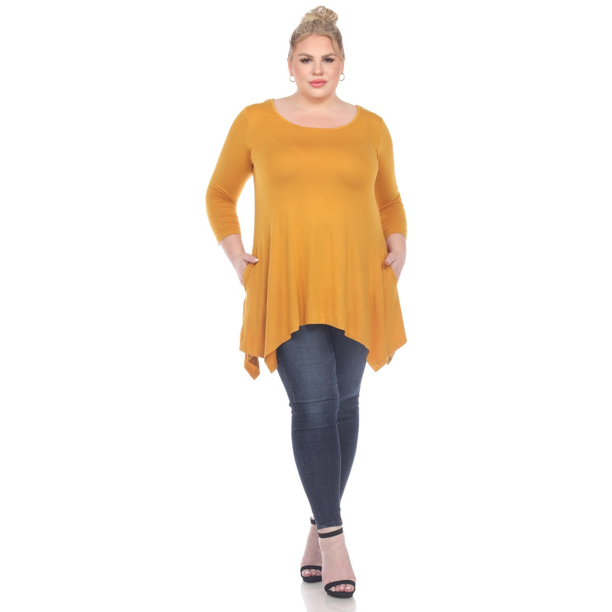  White Mark Plus Size Makayla Tunic Top - 1X - Bonton