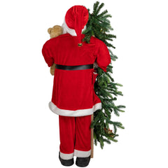 48" Musical Santa Claus With Lighted Christmas Tree and Teddy Bear Standing Christmas Figure