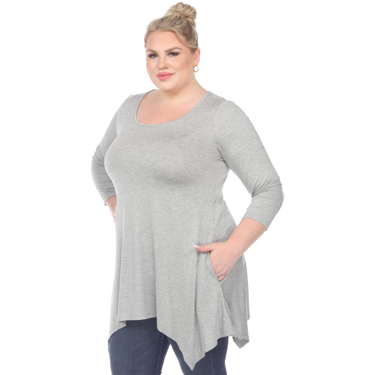  White Mark Plus Size Makayla Tunic Top - 1X - Bonton