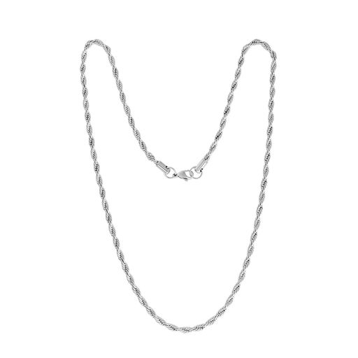  Gemesis Jewels by Edforce Twist Rope Chain 4mm Necklace - Silver - Bonton