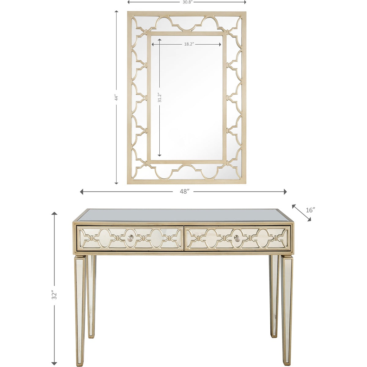  Arielle Wall Mirror and Console - Mirror - Bonton