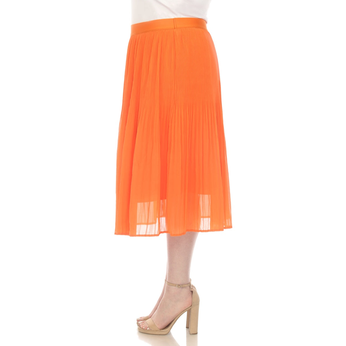  White Mark Plus Size Pleated Chiffon Midi Skirt - 3X - Bonton