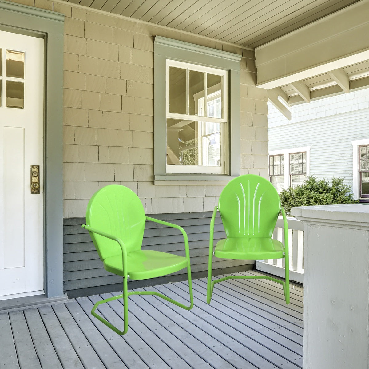  Northlight 34-Inch Outdoor Retro Tulip Steel Armchair  Lime Green - Lime Green - Bonton
