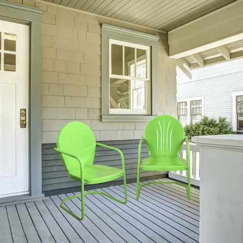 34-Inch Outdoor Retro Tulip Steel Armchair  Lime Green