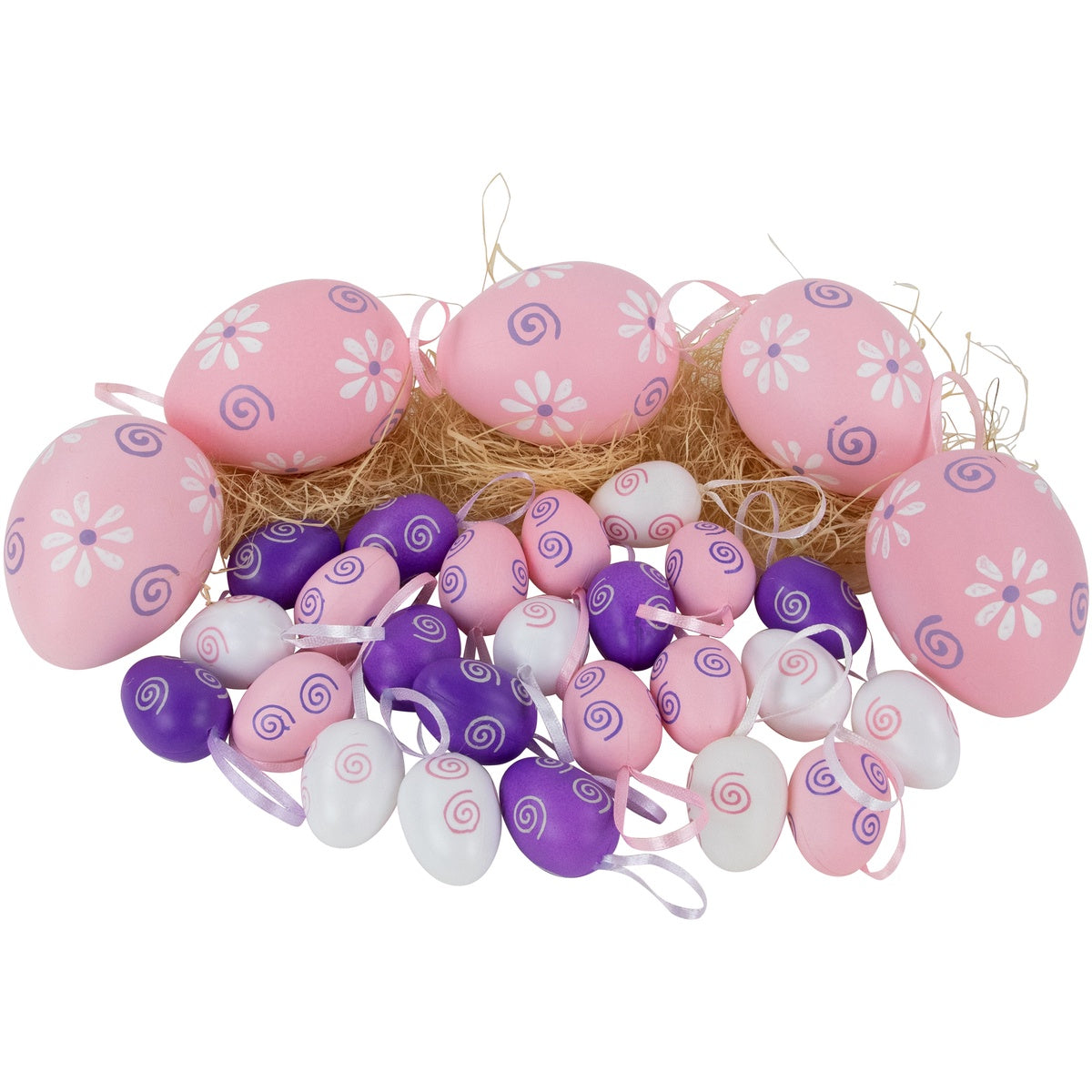  Northlight 29ct Pastel Pink  Purple and White Spring Easter Egg Ornaments 3.25