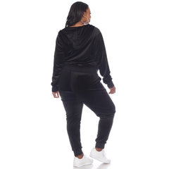 Plus Size 2 Piece Velour Tracksuit Set