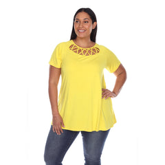 Plus Size Crisscross Cutout Short Sleeve Top