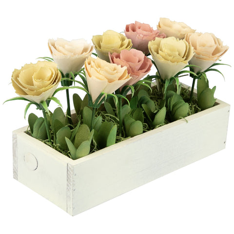9.5" Yellow and White Potted Springtime Artificial Flowers