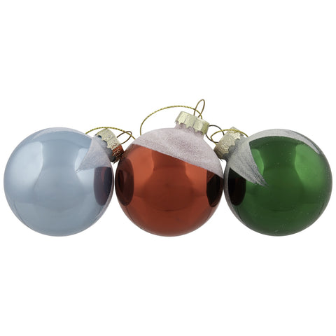 12ct Frosted and Glittered Shiny Multi Color Christmas Ball Ornaments 2.5" (65mm)