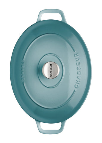 French Enameled Cast Iron Oval Dutch Oven, 5.3-Quart, Quartz Blue