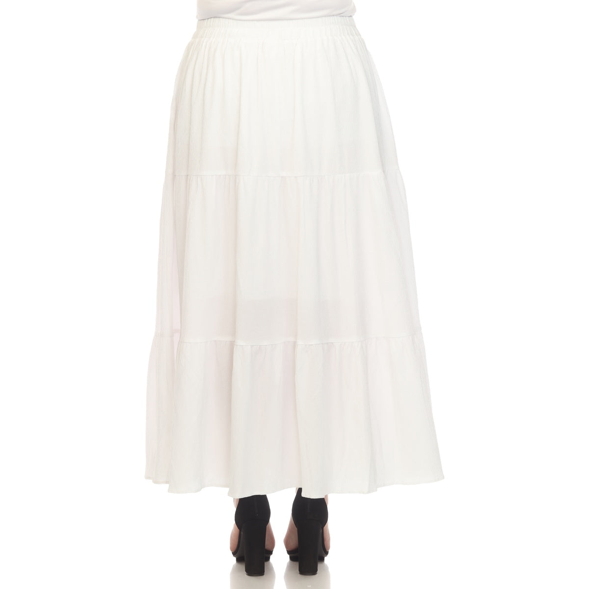  White Mark Plus Size Pleated Tiered Maxi Skirt - 3X - Bonton