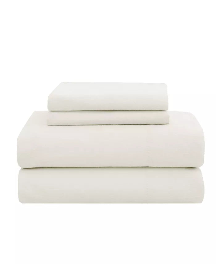  Solid Flannel Sheet Set Ivory - Ivory - Bonton