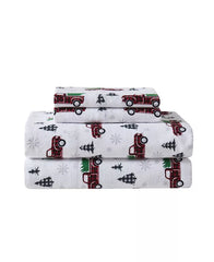 Holiday Flannel Holiday Truck Sheet Set