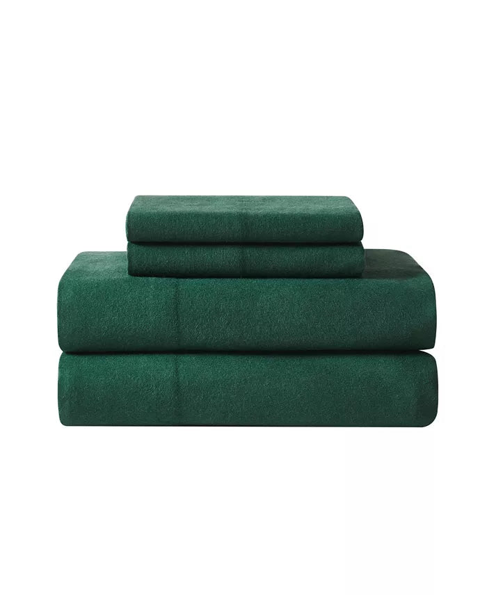  Solid Flannel Sheet Set Green - Green - Bonton