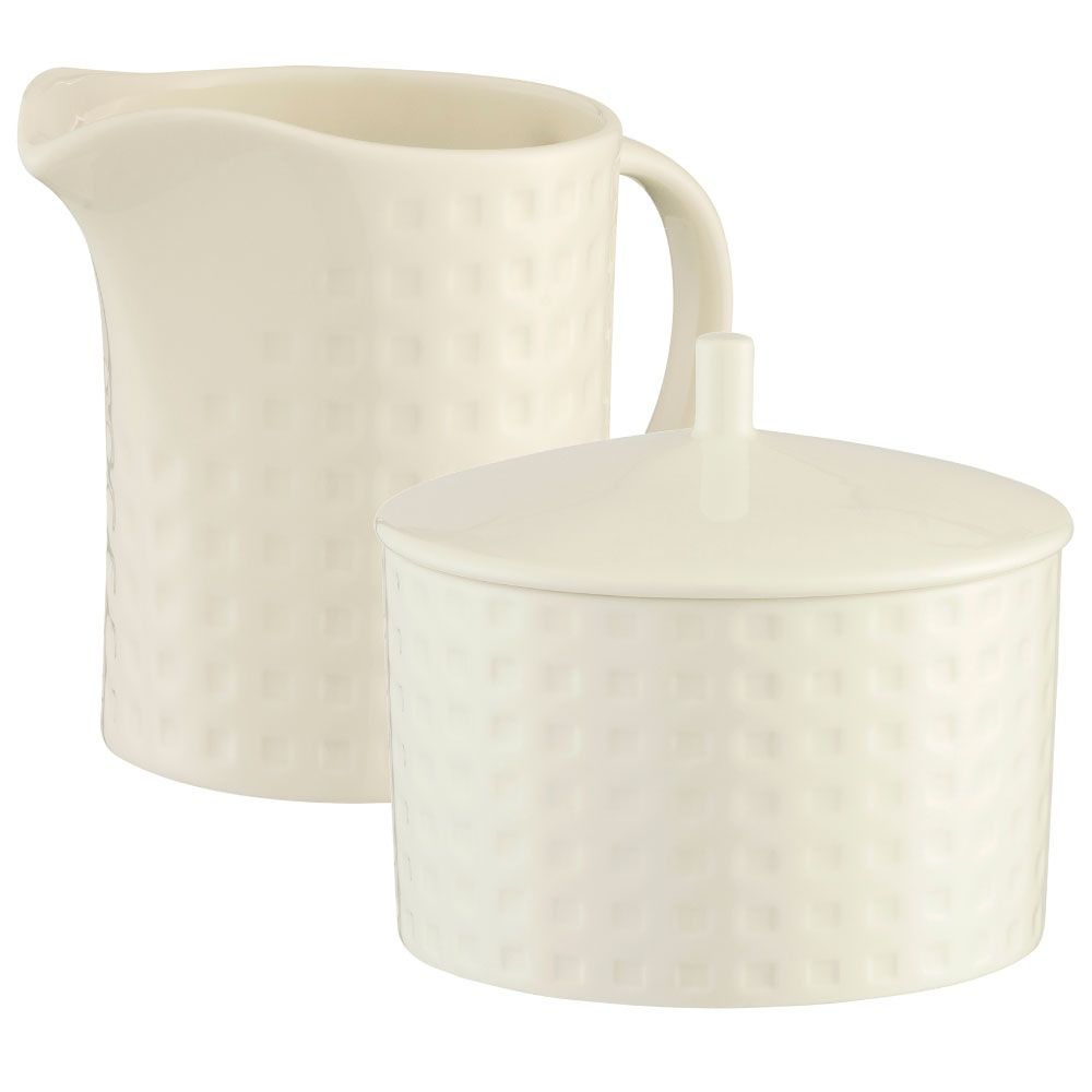  Belleek Living Grafton Creamer & Sugar Set - Ivory - Bonton