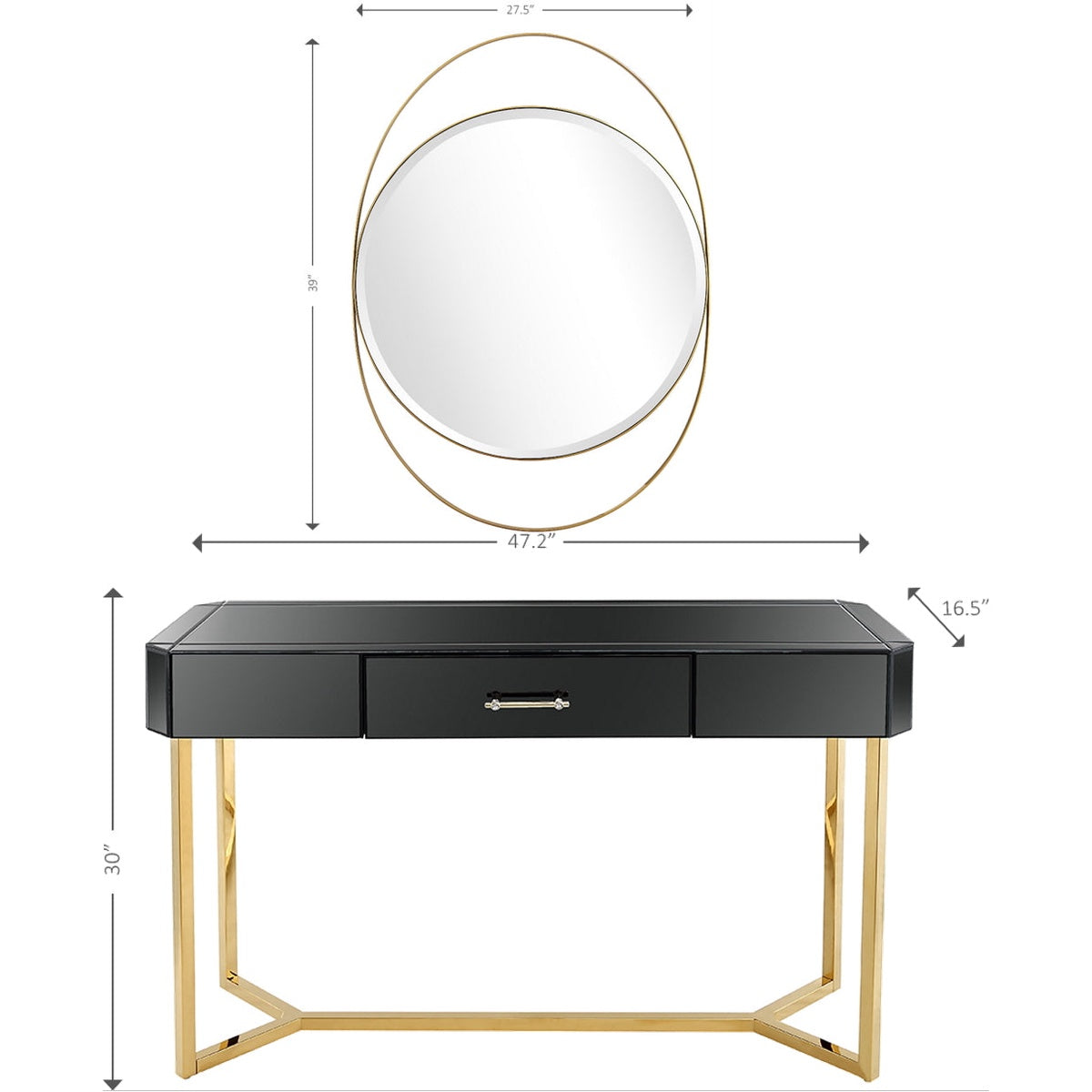  Sonya Wall Mirror and Console Table - Mirror - Bonton