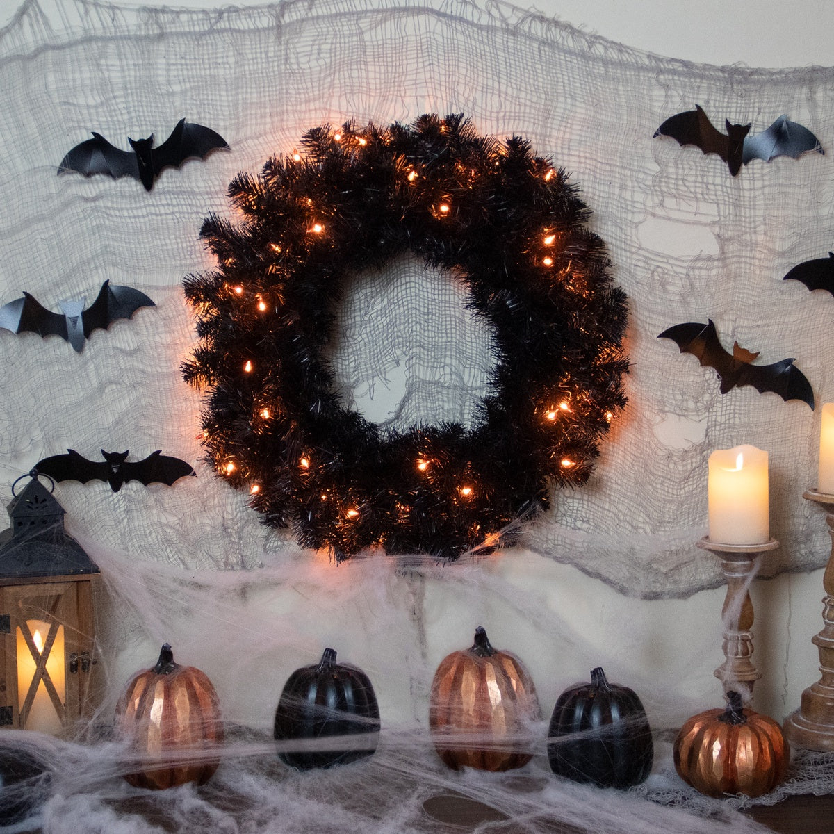  Northlight Pre-Lit Noble Spruce Artificial Halloween Wreath - 24