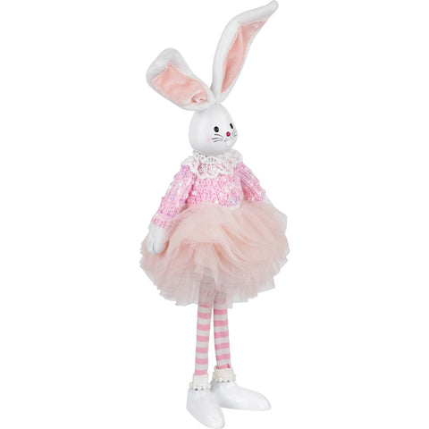 Ballerina Bunny Standing Easter Figure - 15" - Pink and White