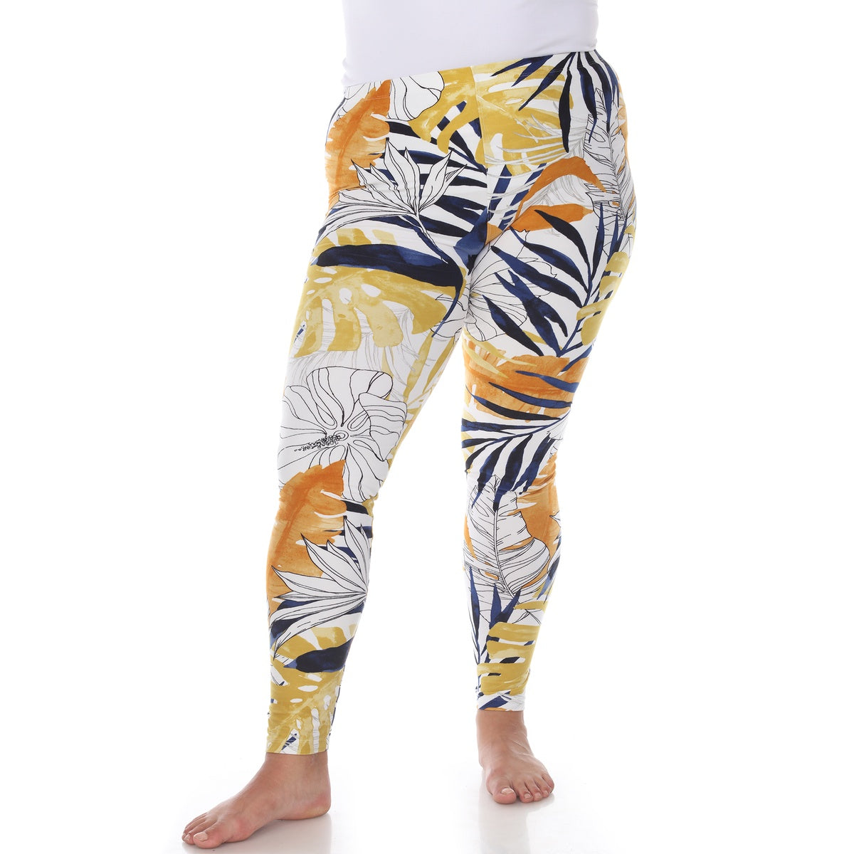  White Mark Plus Size Super Soft Tropical Printed Leggings - one size - Bonton