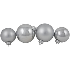 72ct Silver Shiny and Matte Christmas Glass Ball Ornaments 4" (100mm)