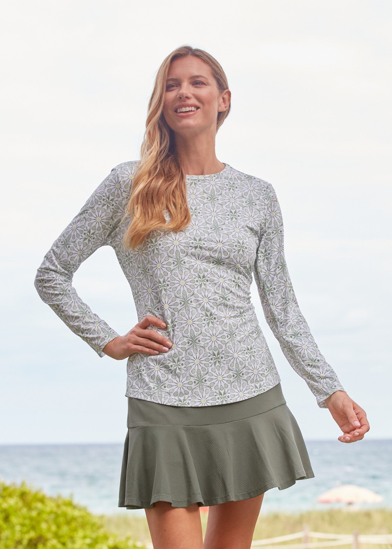  Cabana Life Tennis Long Sleeve Performance Top - XS - Bonton