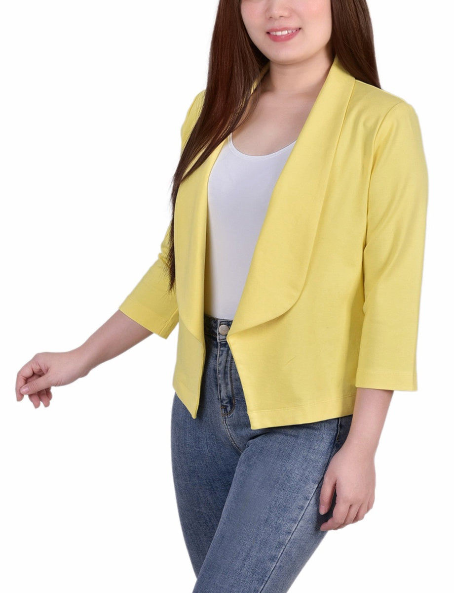  NY Collection Long Sleeve Ponte Jacket - Plum Caspia - Bonton