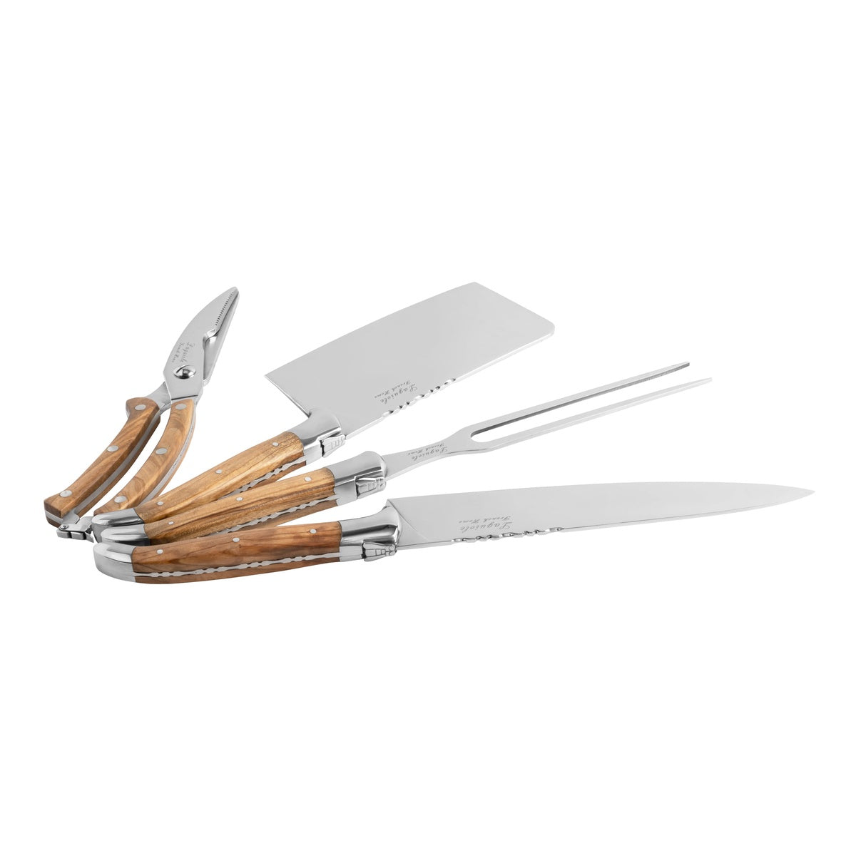  French Home 4 Piece Connoisseur Laguiole Professional Chef Knife Set With Olive Wood Handles - Default Title - Bonton