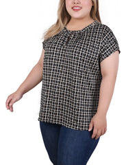 Plus Size Extended Sleeve Top With Grommets