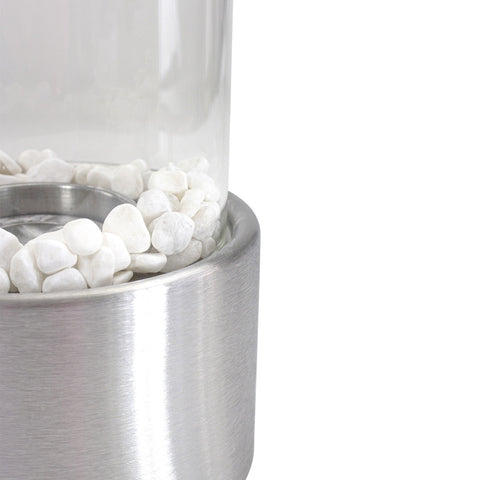 Bio Ethanol Round Portable Fireplace With Base - 10.5" - Silver