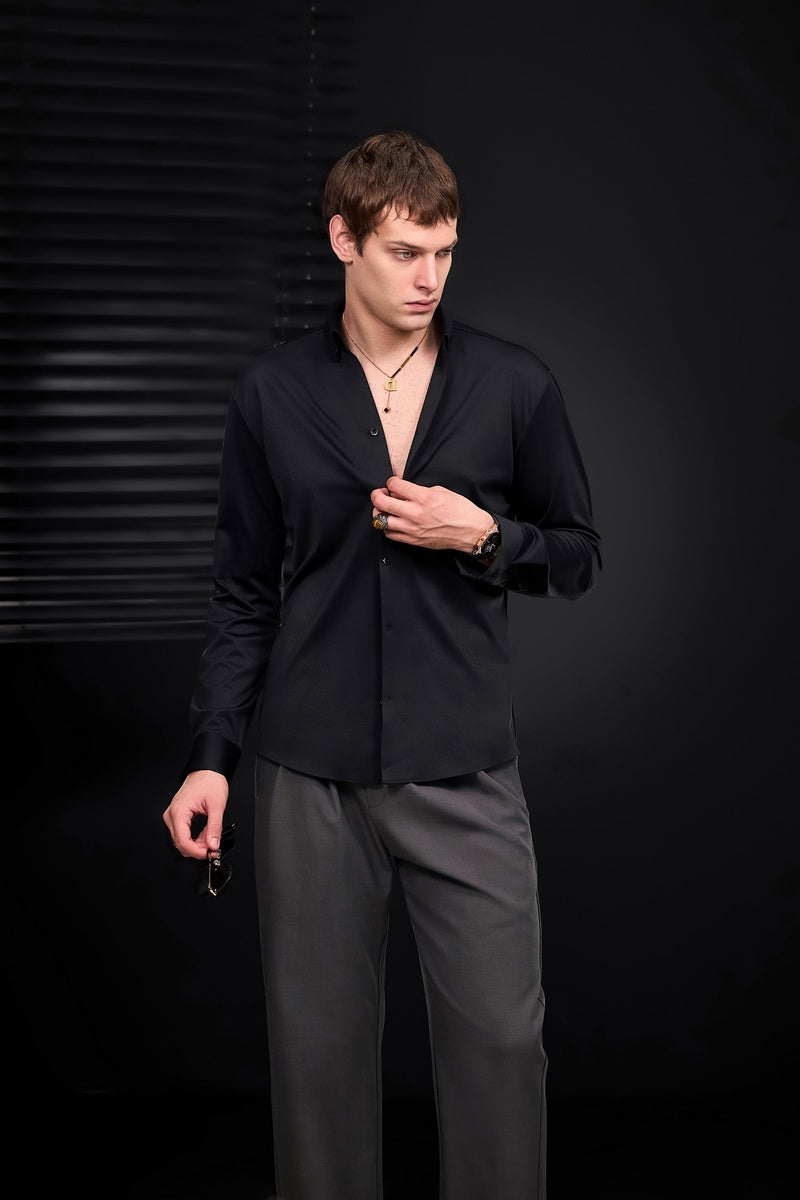 Barocco Noir Essence L/S SHIRT BLACK - BLACK - Bonton