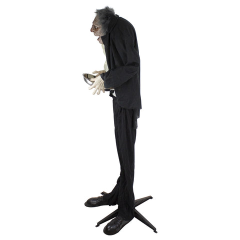 Lighted and Animated Scary Butler Standing Halloween Decoration - 5'