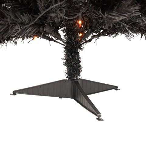 Pre-Lit Medium Black Noble Spruce Artificial Halloween Tree - 3' - Orange Lights