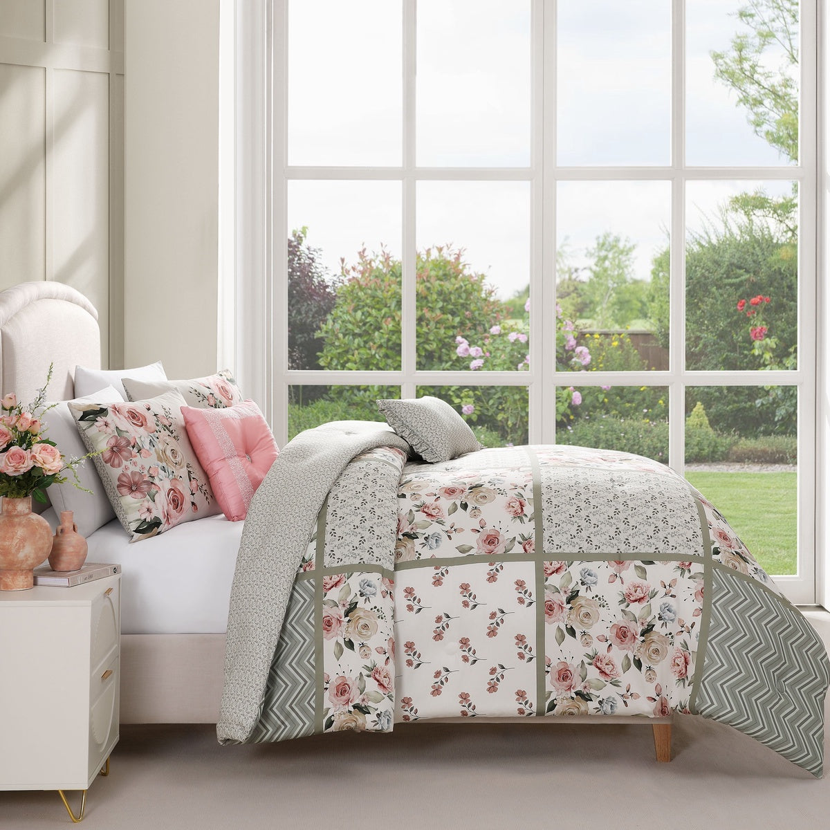  Bebejan Bebejan Sage Serenity 5 Piece Reversible Comforter Set - QUEEN - Bonton